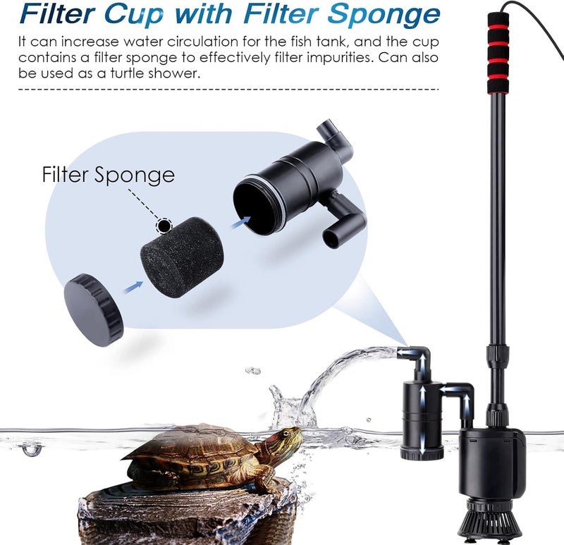AQQA Electric Aquarium Gravel Cleaner, 6 in 1 Automatic Fish Tank Cleaning Tools Gravel Vacuum for Aquarium, Suitable for Change Water Wash Sand Water Filter and Water Circulation (320GPH, 20W) - Image 4
